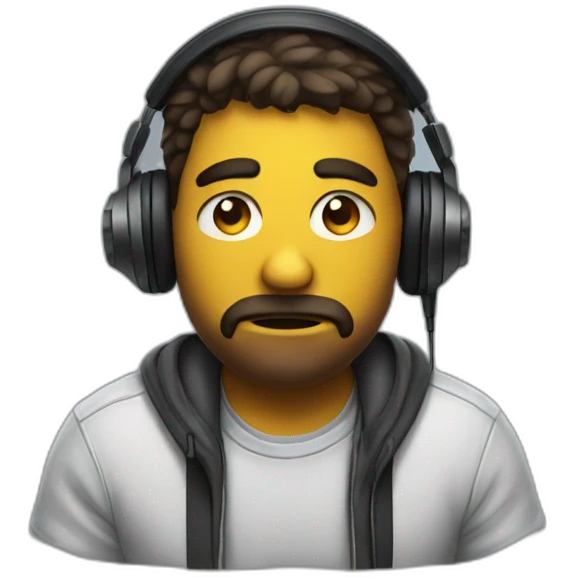 Sad gamer with gaming headphones emoji
