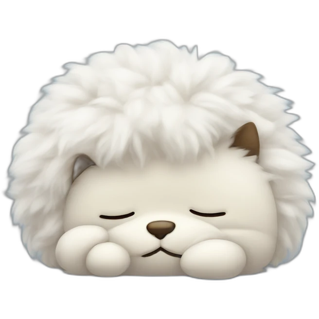 Sleeping face of a fluffy stuffed emoji