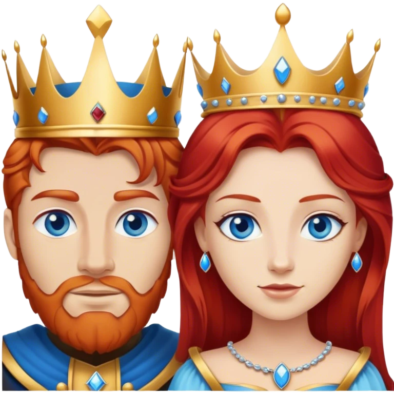 Red hair king, blonde queen, blue eyes emoji