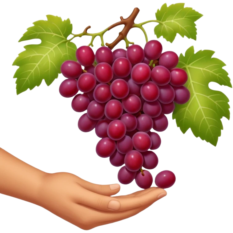 red grapes, harvest with hand emoji