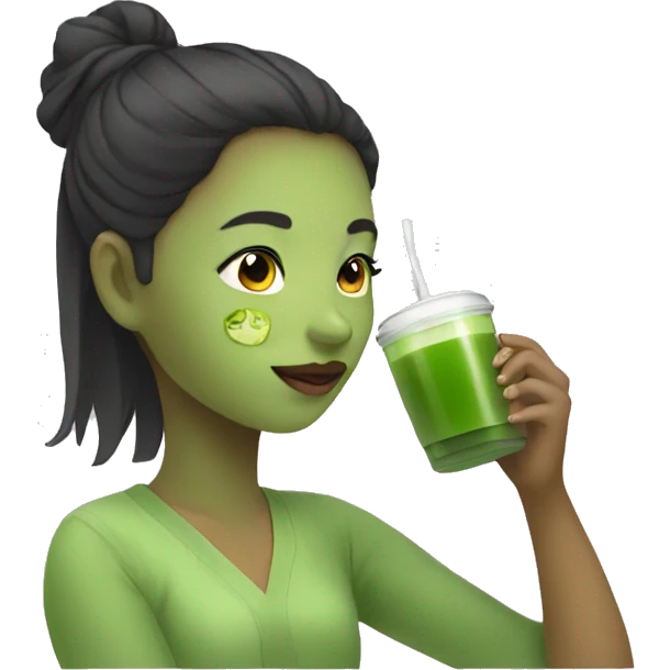  A girl drinking  matcha emoji
