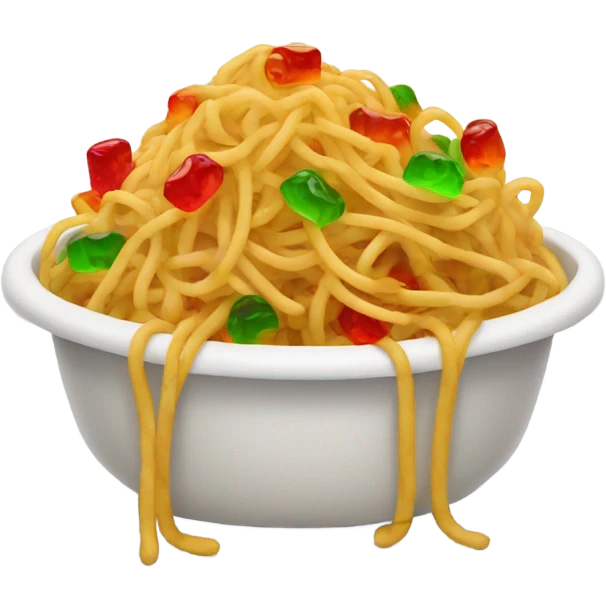 Spaghetti with gummy bears in it emoji