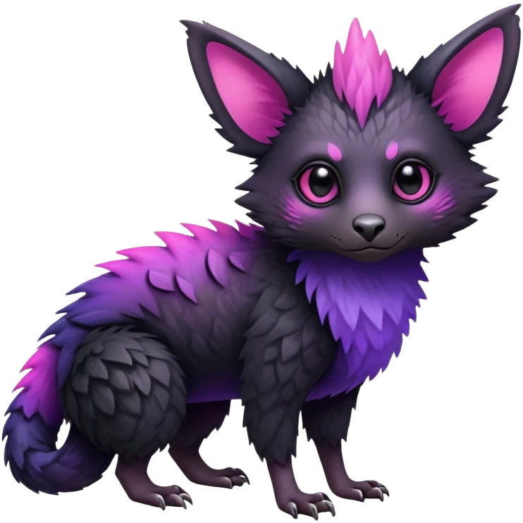 Cool Edgy realistic Black-pink-purple-gradient Trico-animal-creature full body emoji