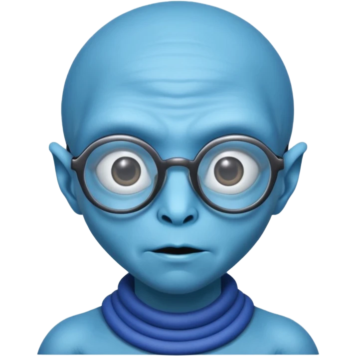 blue alien with glasses emoji