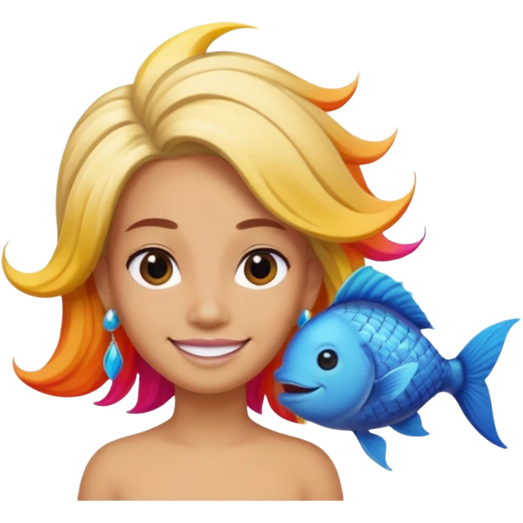 earring  wearing fish with hair emoji