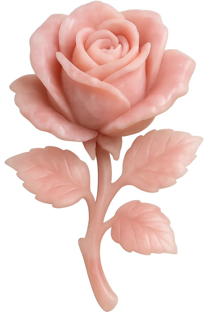 Pink Opal crystal rose flower, remove background emoji