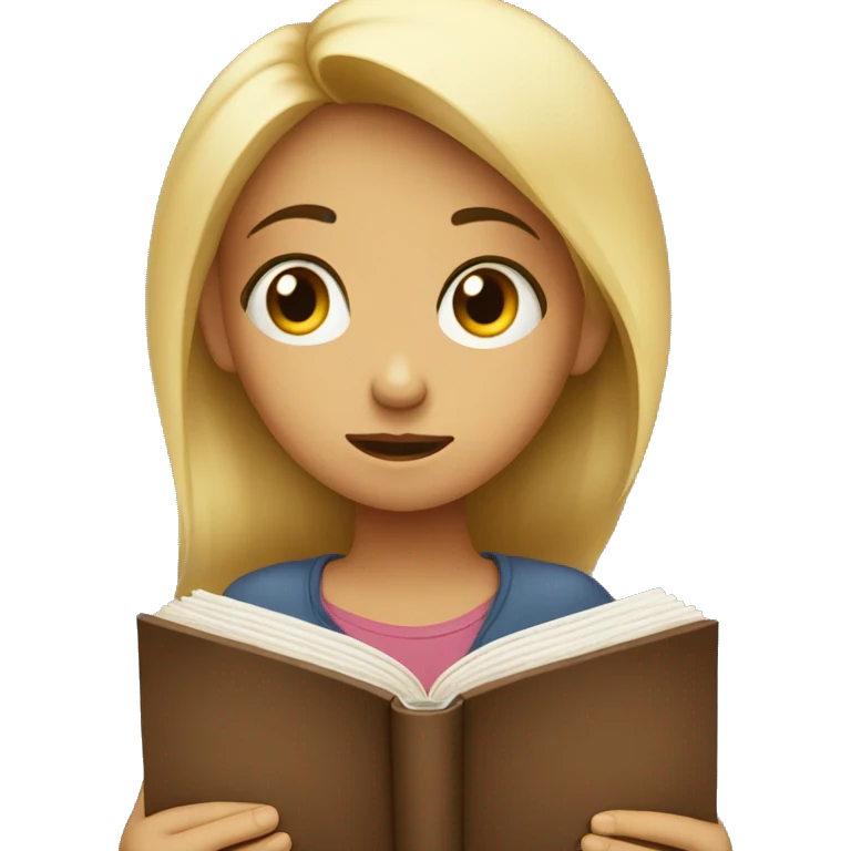 Girl with book, nervous and very sad emoji
