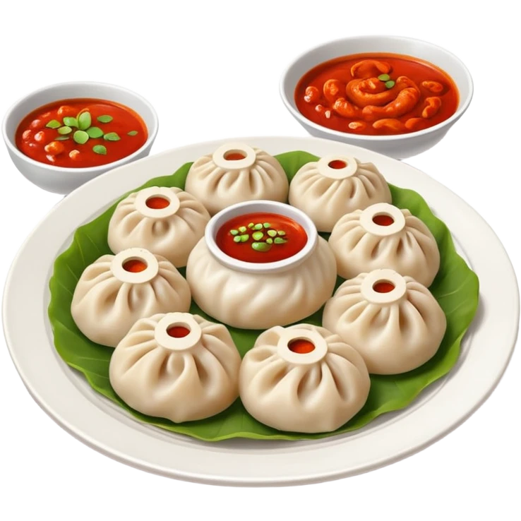 generate an ios genmoji of momos on a plate emoji