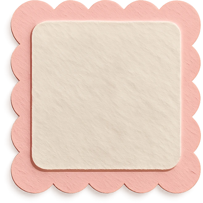 soft pastel scalloped edge note card sticker with a pink border emoji