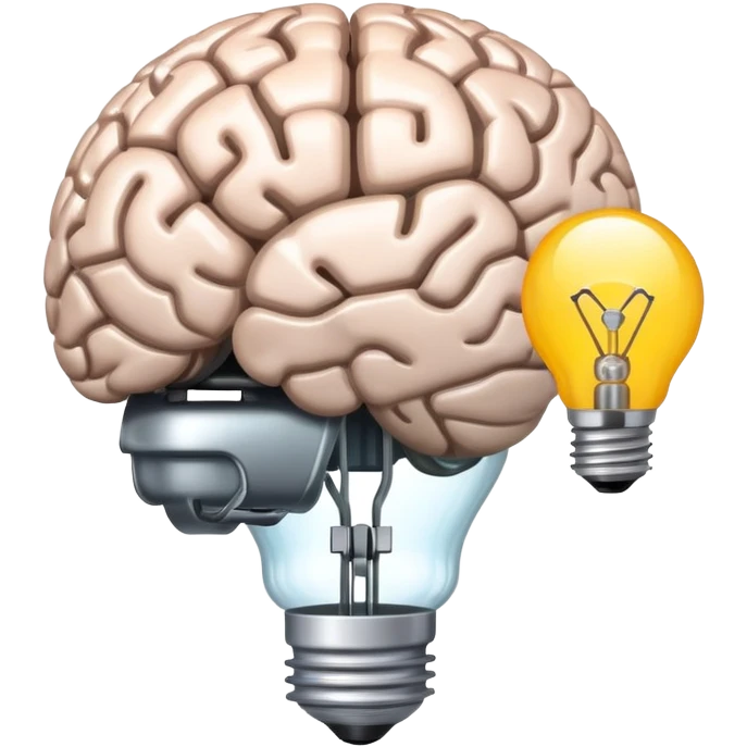 brain with lightbulb, brainstorming app logo emoji