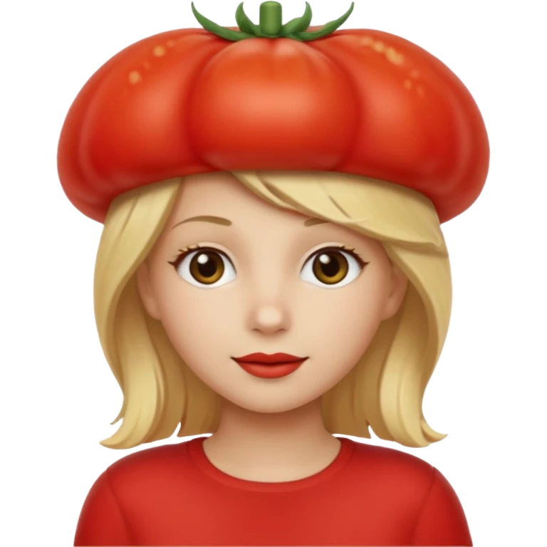 a red tomato with blonde hair coming out of it  emoji