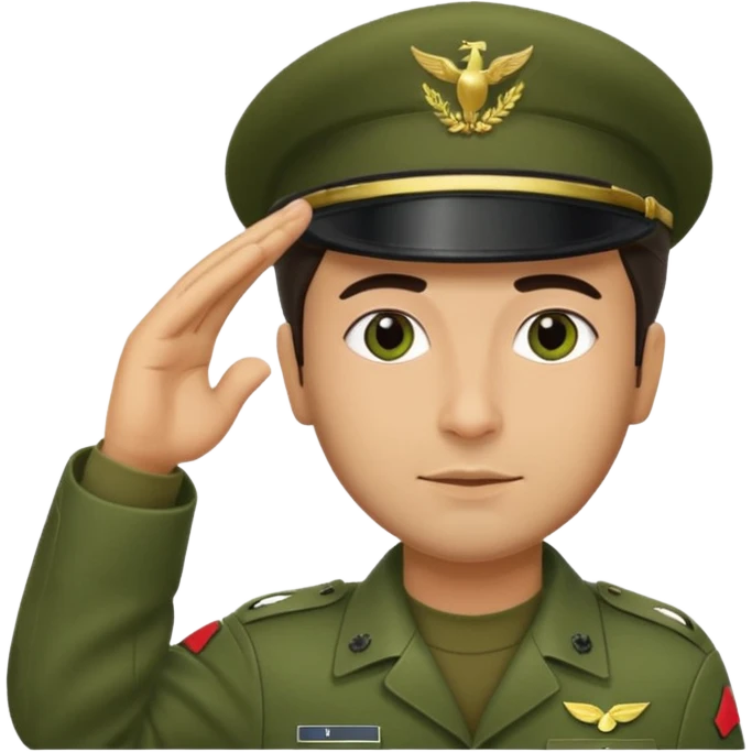 militar de boina dando continencia verde com baba emoji