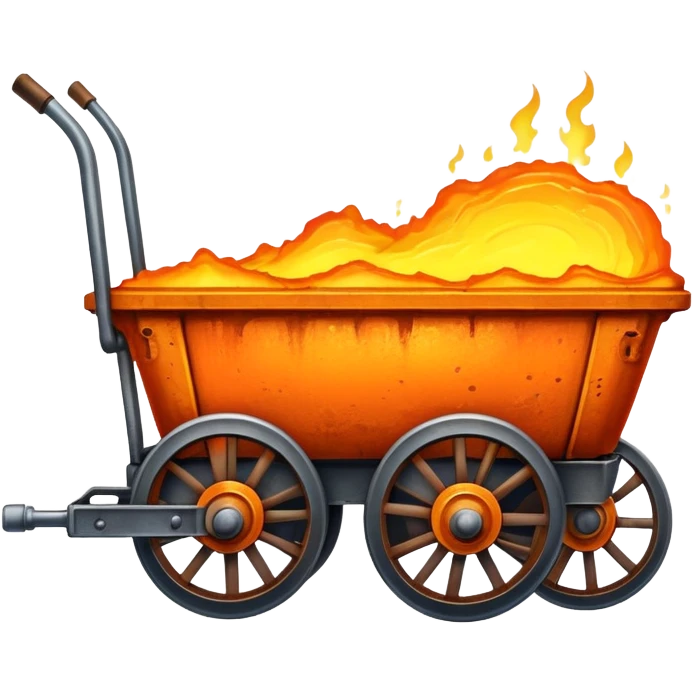 wagon with molten steel inside, glowing orange and yellow emoji