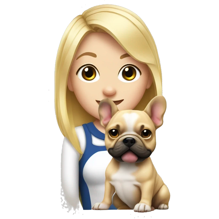 French bull dog and blonde girl emoji