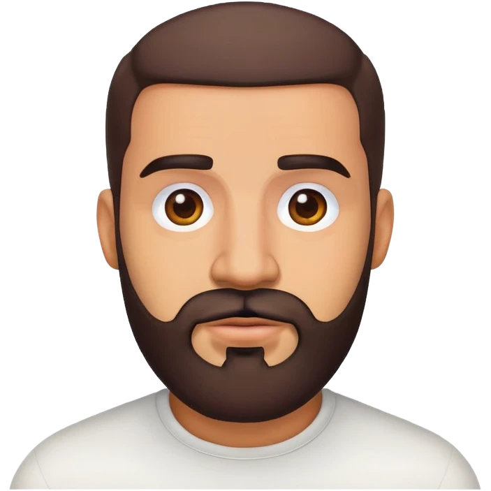 Generate an emoji-style illustration of the rapper Drake’s face, capturing his iconic beard, eyebrows, and signature expression. The style should be simple, colorful, and expressive, resembling a typical emoji emoji