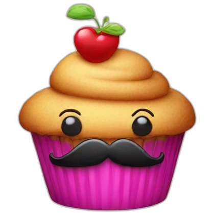 Cupcake with moustaches  emoji