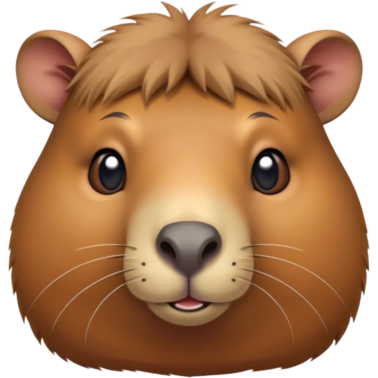 Cinematic Cute Capybara Portrait Emoji, Head tilted playfully and inquisitively, with a delightfully fluffy, rounded form and a distinctively endearing capybara face marked by a short snout and petite ears, accented by luxuriously soft fur in warm earthy tones and bright, sparkling eyes full of charm; rendered with intricate, realistic detail and natural highlights, high shine, affectionate and lively, styled with a touch of whimsical cuteness, soft glowing outline, capturing the essence of a mischievous yet loving capybara that seems poised to tumble playfully into your arms! emoji