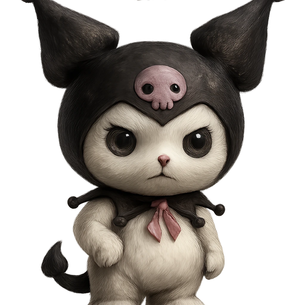 Kuromi character in a realistic, detailed style, no background emoji