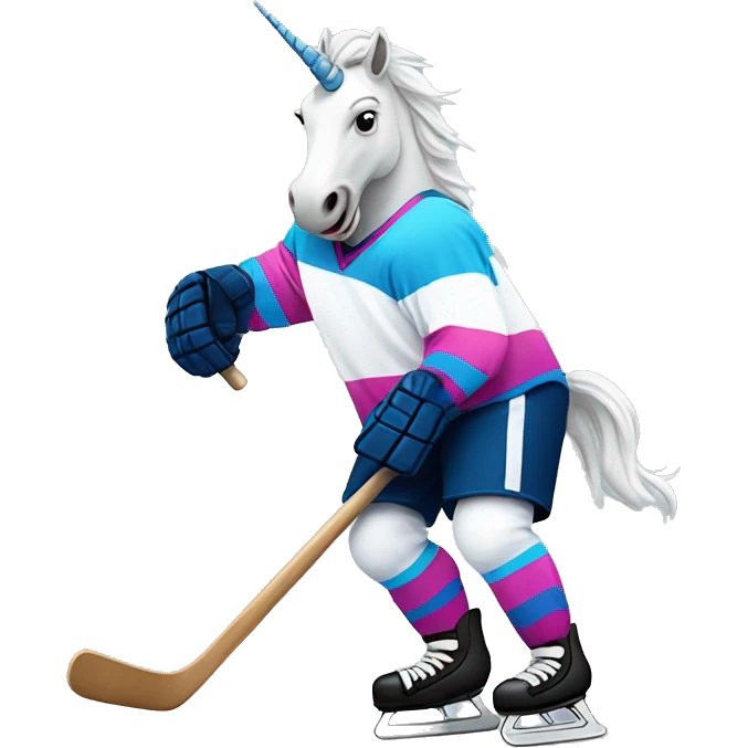 A unicorn playing ice hockey emoji
