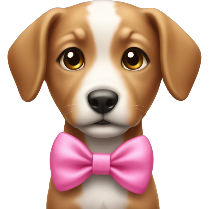 Puppie with pink bow on its head  emoji