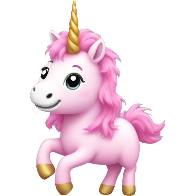 Pink fluffy unicorn dancing on rainbow  emoji