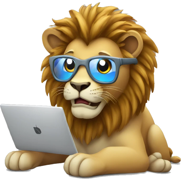 lion doing programming emoji