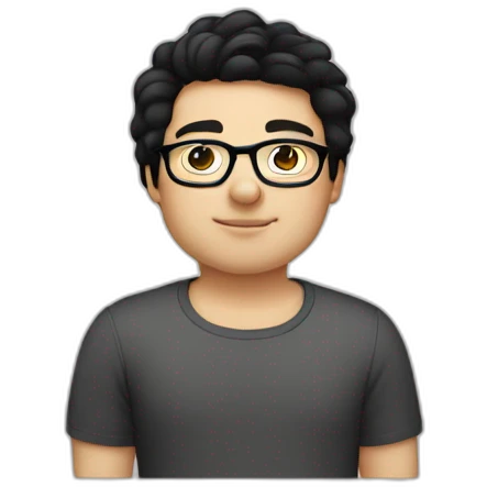 plump boy white sleeve glasses black hair emoji