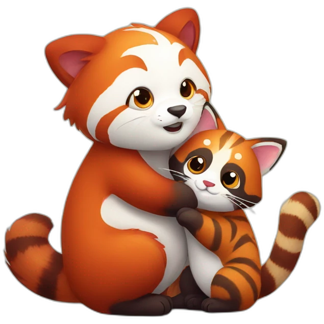 red-panda-and-cat-hugging emoji