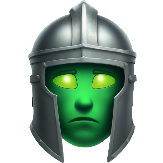 knight's head in a helmet with green light coming out of his eyes emoji