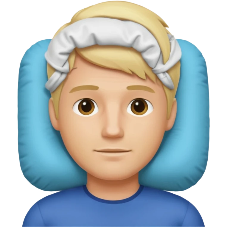 blonde man using travel pillow  emoji