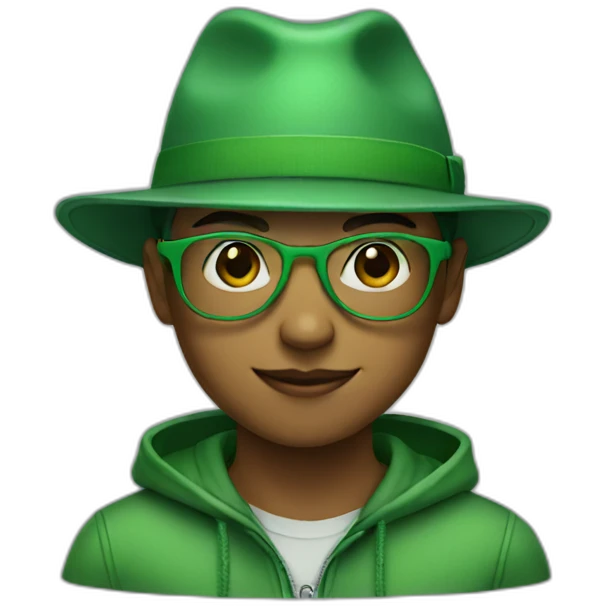 boy in a hat and green glasses emoji