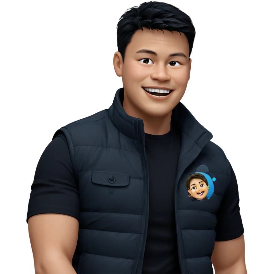 smiling boy in black vest emoji