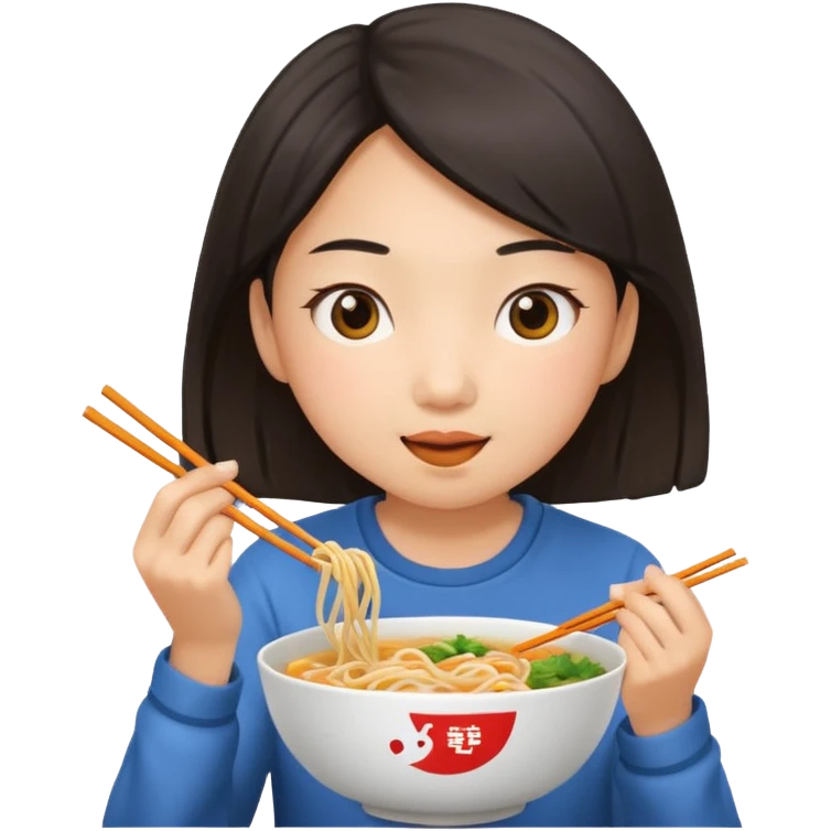 a girl eating noodles emoji