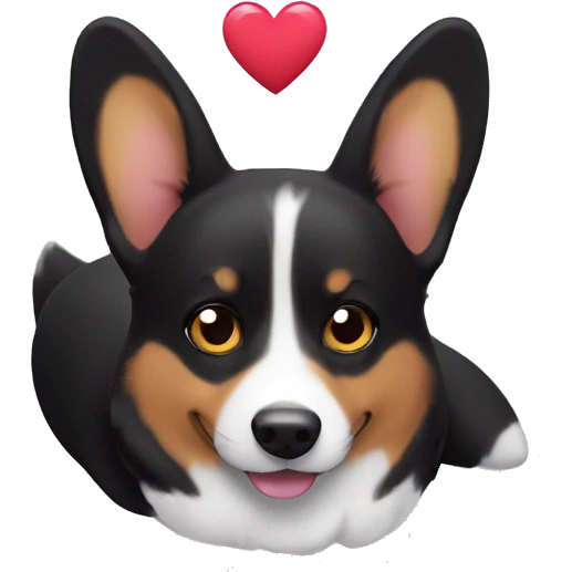 Black corgi with heart eyes  emoji