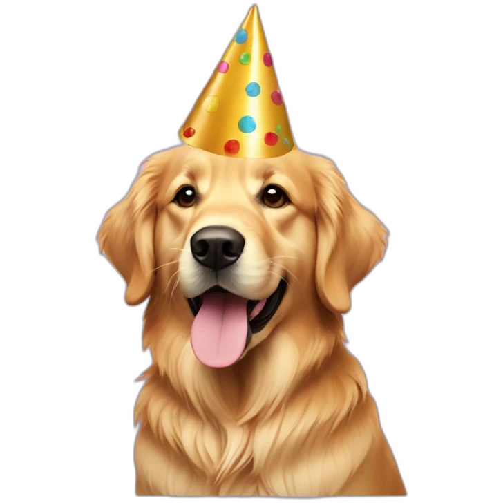 golden retriever with party hat emoji