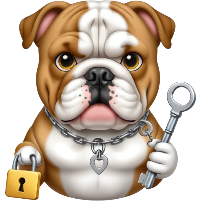 English bulldog with a key, access control theme emoji