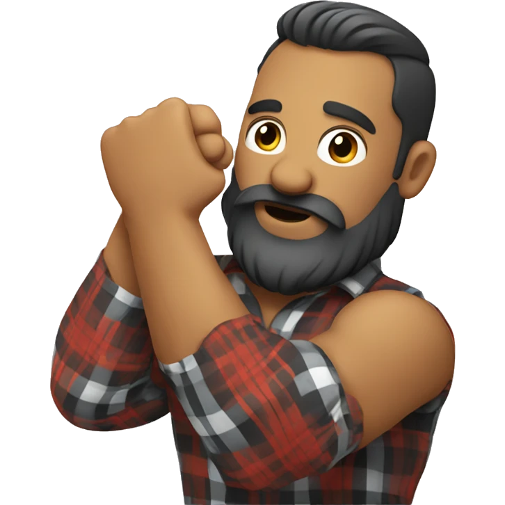 man wearing plaid with a beard arm wrestling emoji
