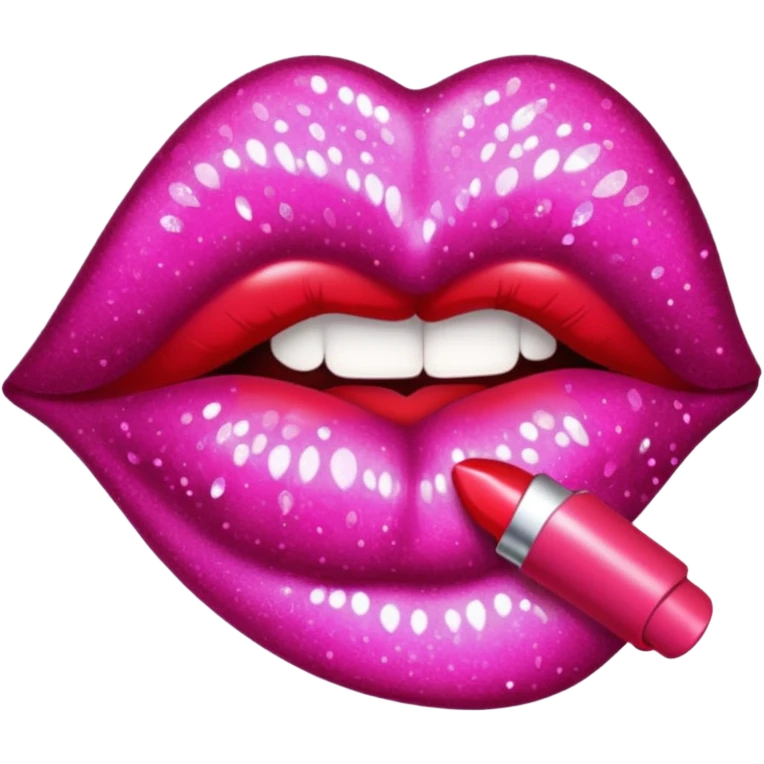 glitter dark pink kiss  emoji