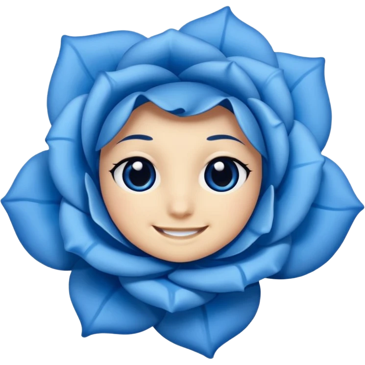 blue rose with eyes and smile emoji