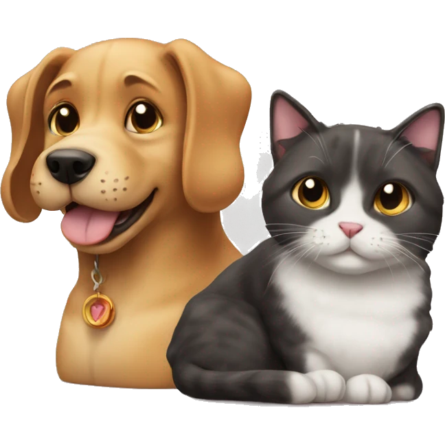 Cat and a dog chilling emoji