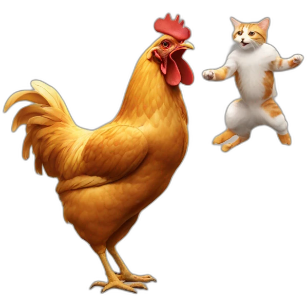 a chicken slapping a cat emoji