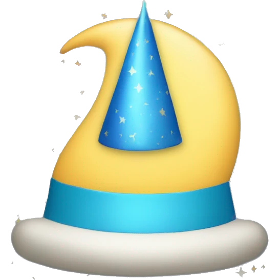 blue birthday hat with moon pattern emoji