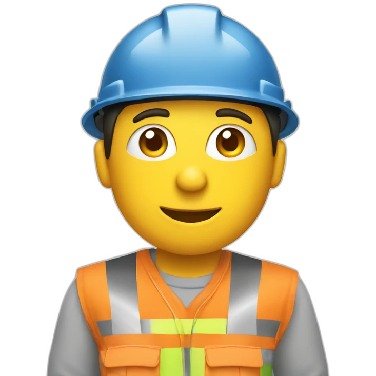 guy holds plans in front of face wearing construction hat emoji
