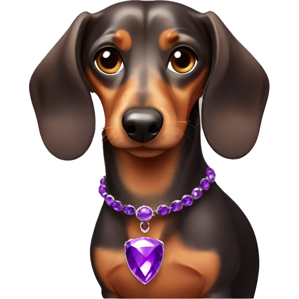 dachshund with purple jewel emoji