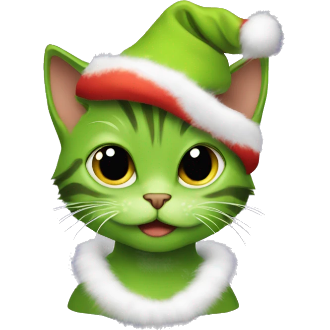 Kitten dressed as the grinch emoji