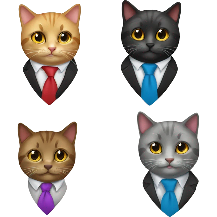 5 cats wearing neckties emoji