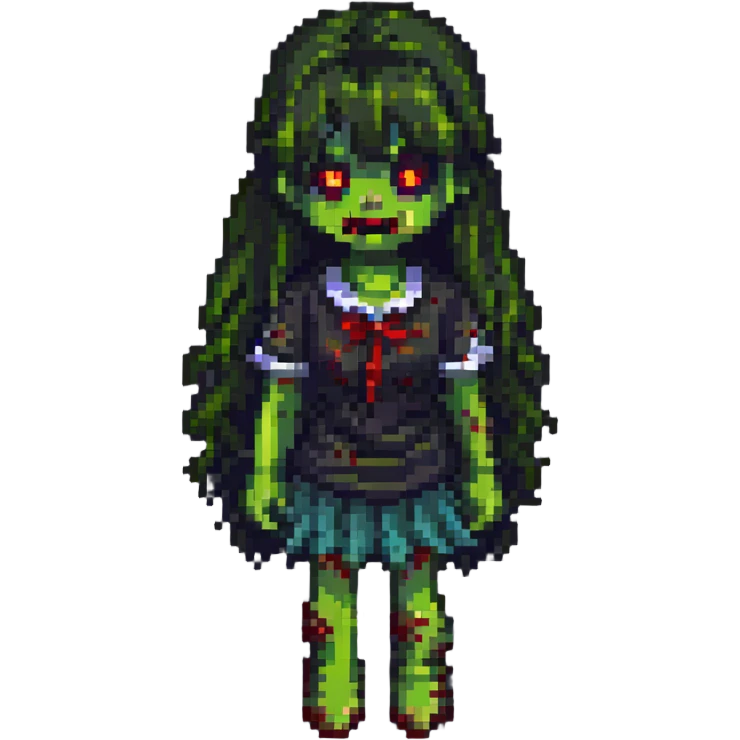 zombie girl with bangs and long hair emoji