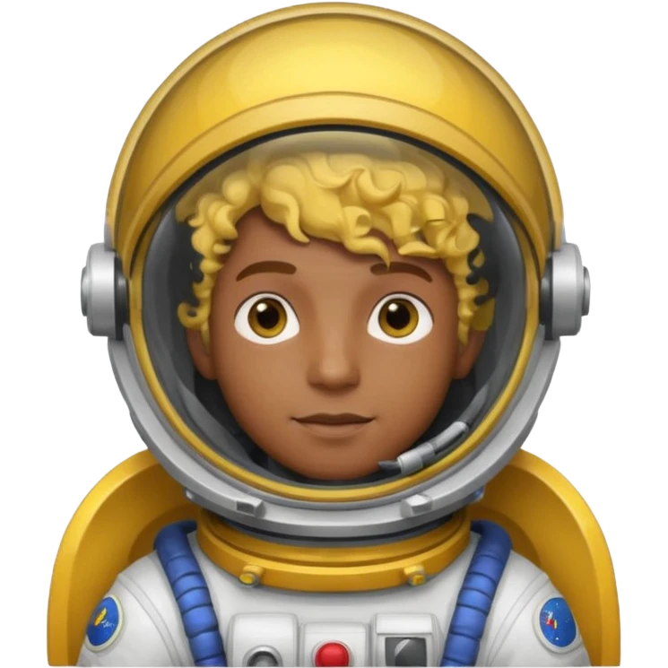 Astronauts, Young, male, dark skin, yellow curly hair emoji