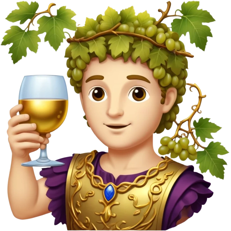 Bacchus Roman god of wine with grape vines and goblet emoji