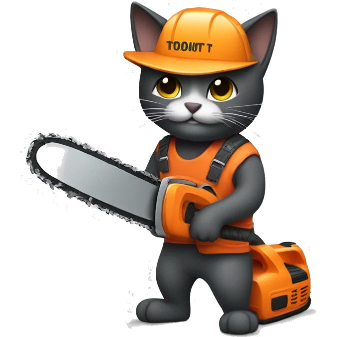 Cat with chainsaw emoji